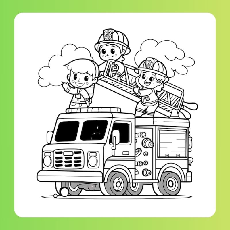 hình cho bé tô màu xe cứu hỏa