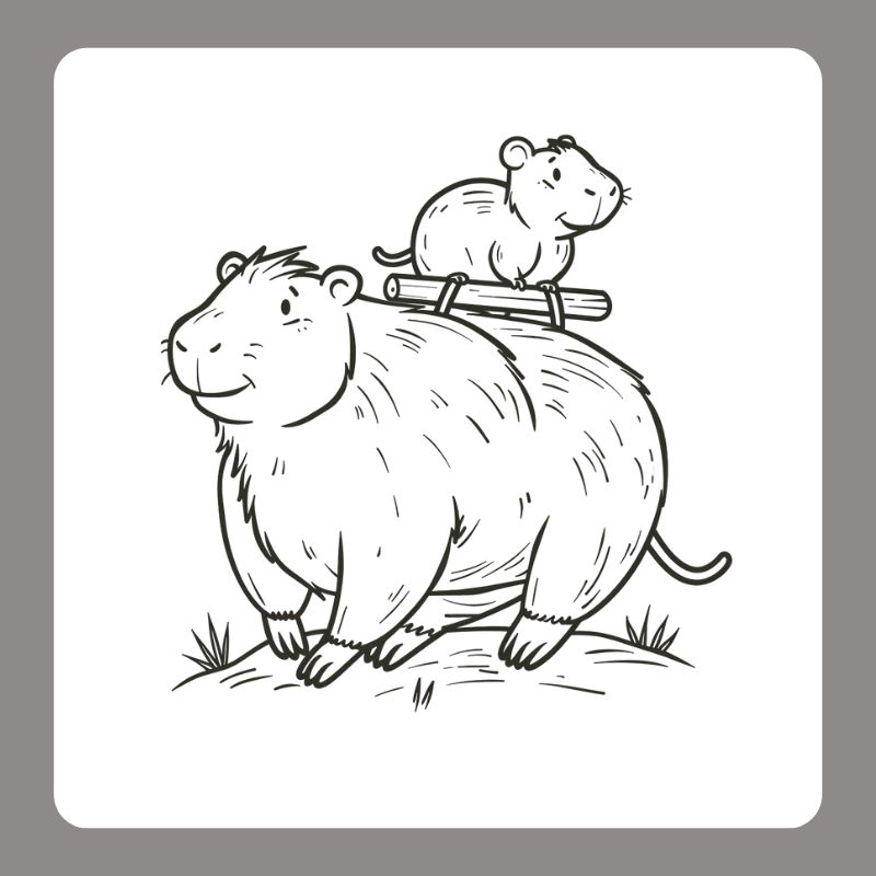 hình tô màu capybara cute
