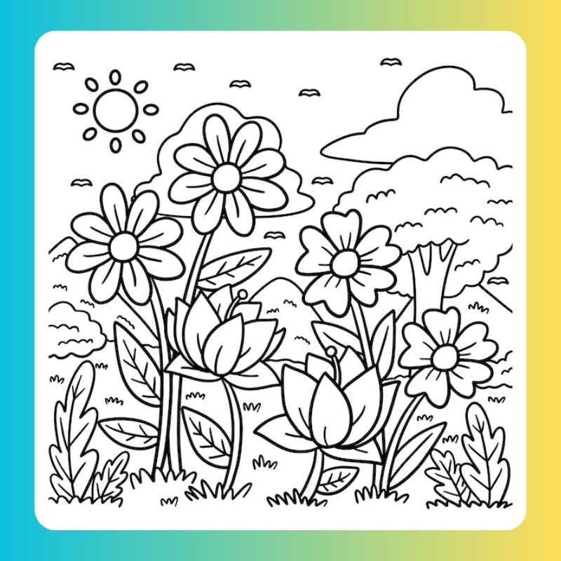 tô màu bông hoa đơn giản