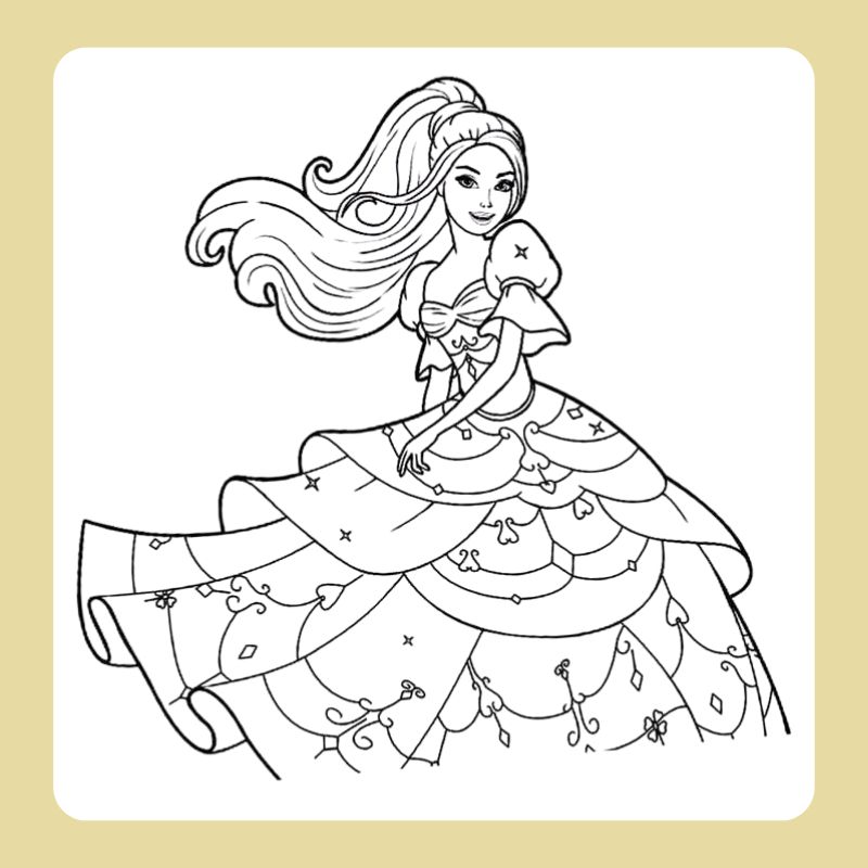 tranh tô màu búp bê barbie
