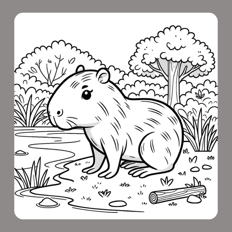 tranh tô màu capybara cute