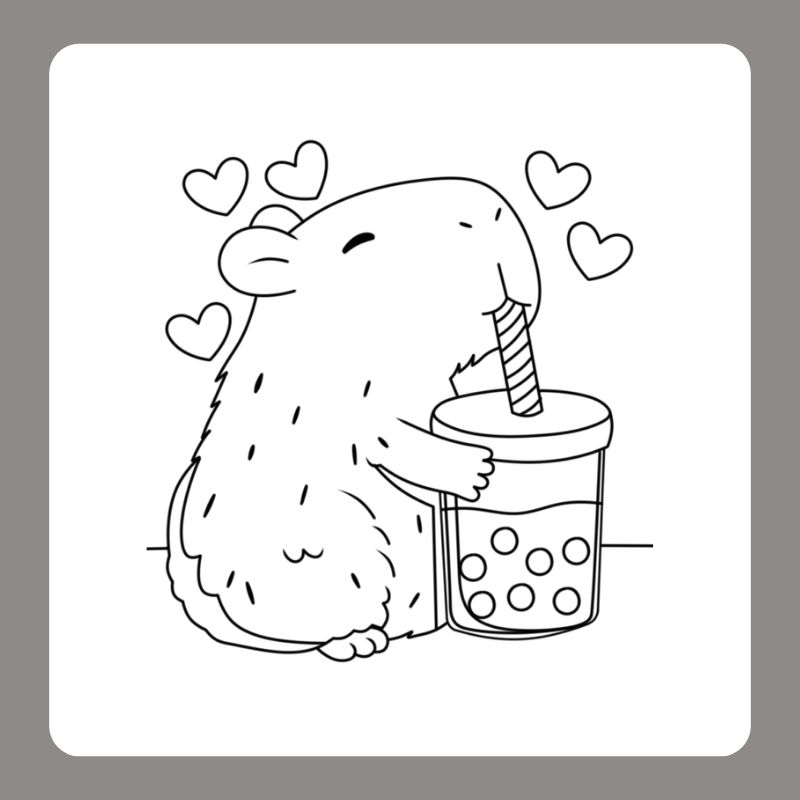 tranh tô màu capybara dễ thương