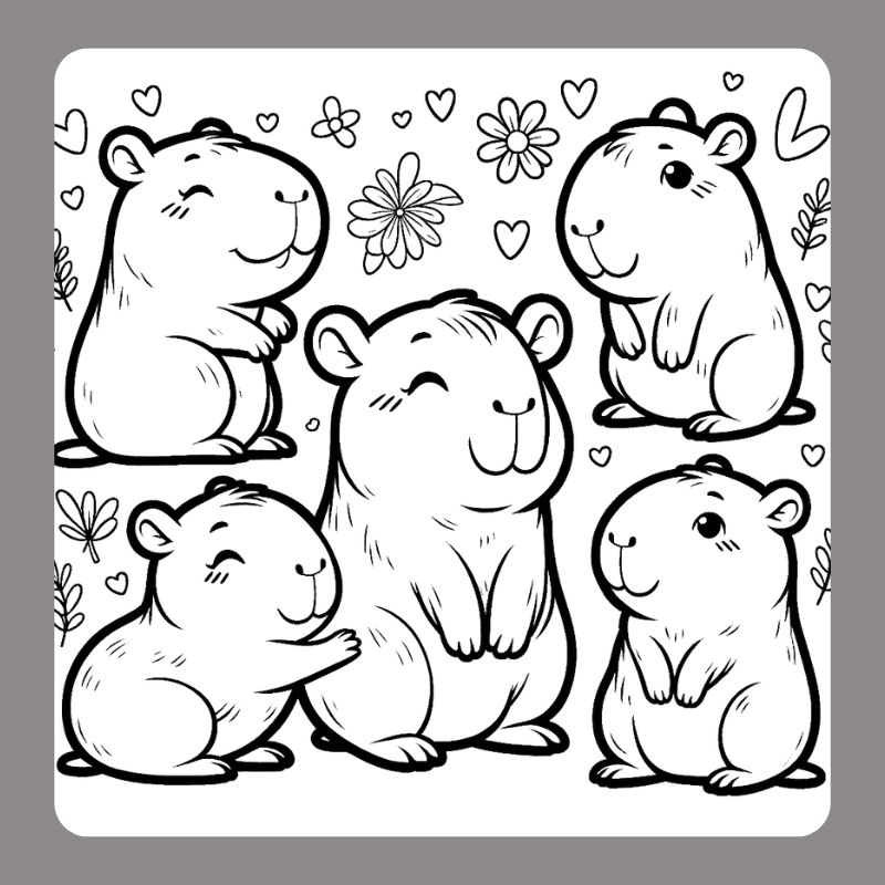 tranh tô màu capybara