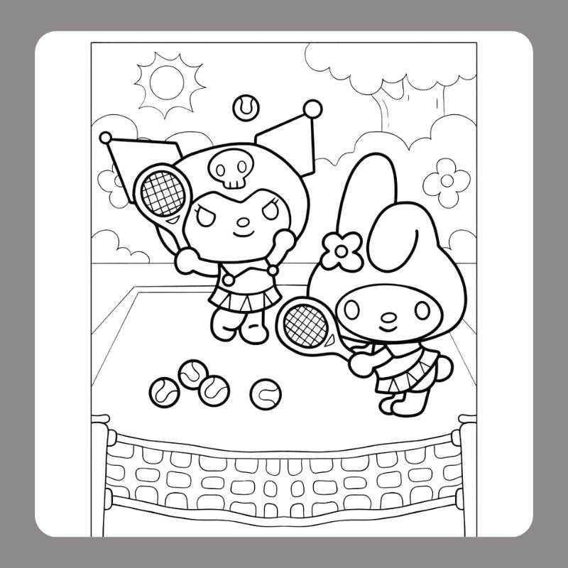 tranh tô màu cinnamoroll và kuromi