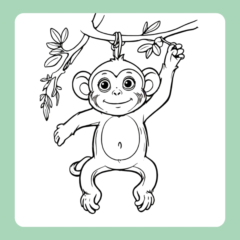 tranh tô màu con khỉ dễ thương (5)