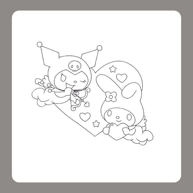 tranh tô màu kuromi và cinnamoroll