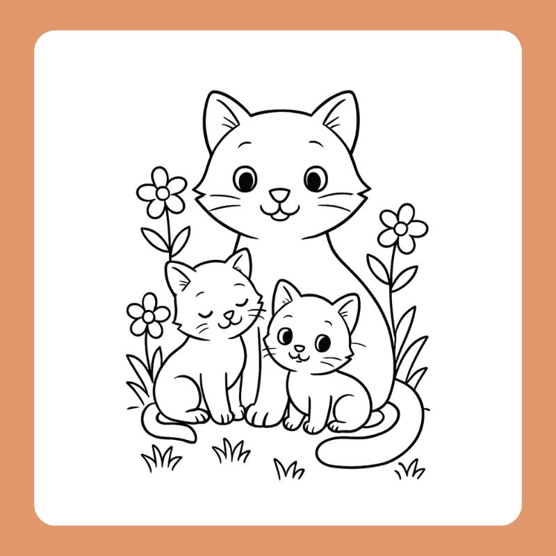 tranh tô màu mèo cute
