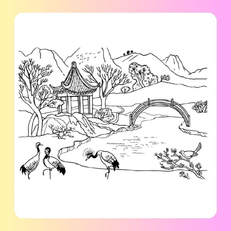 tranh tô màu phong cảnh quê hương