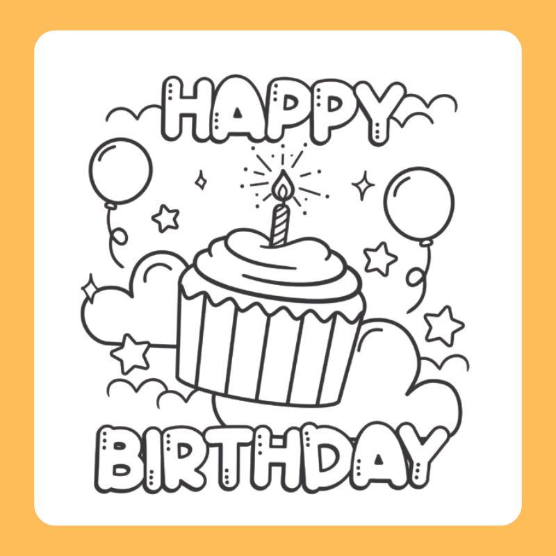 chữ happy birthday tô màu