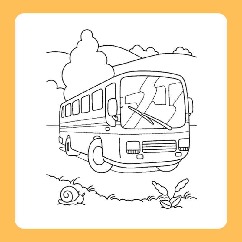 hình ảnh tô màu bé đi xe bus