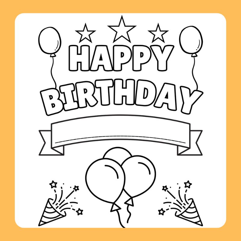 tranh tô màu chữ happy birthday