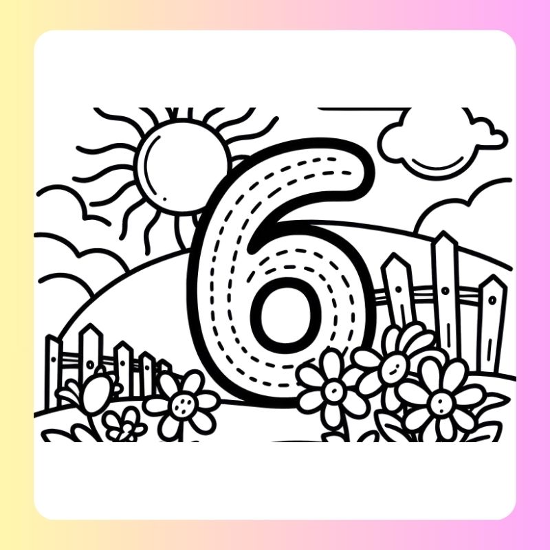 chữ số 6 trẻ tô màu